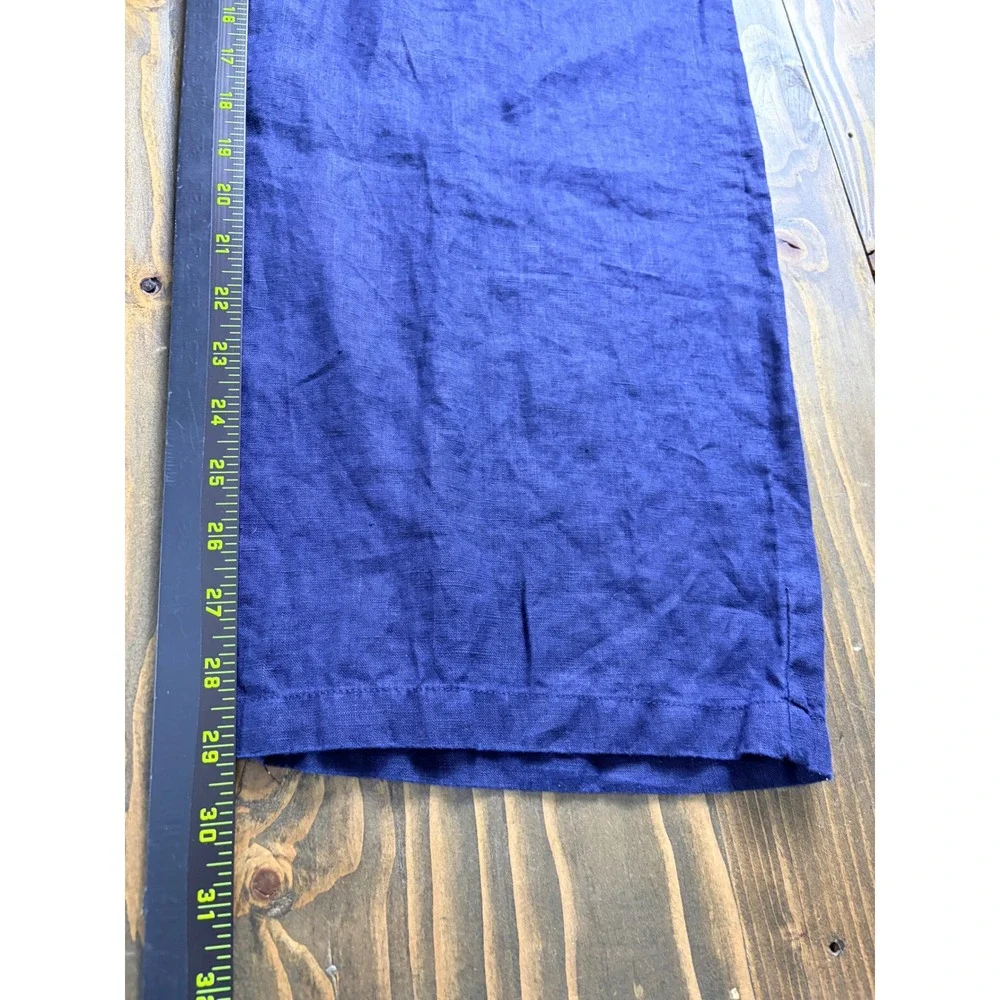Quince Pleated Trouser Women 8 Deep Navy 100% European Linen Wide Leg Pants